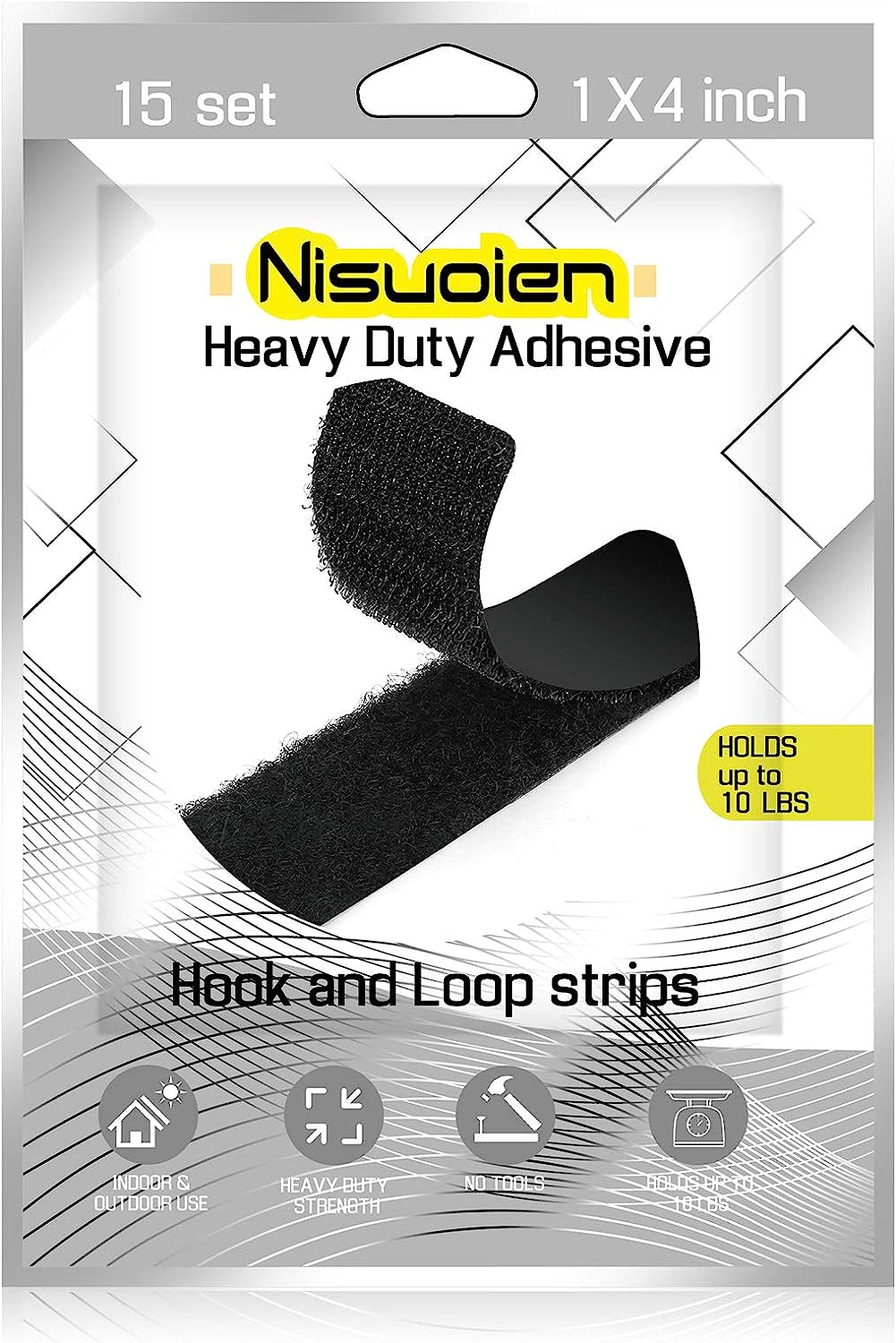 15 Sets Strips with Adhesive - Strong Double Sided Tape with Hook and Loop - 1 x 4 Inch - Image 7